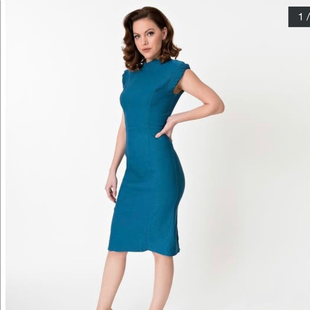 Unique Vintage Teal Lavern wiggle dress XL NWT